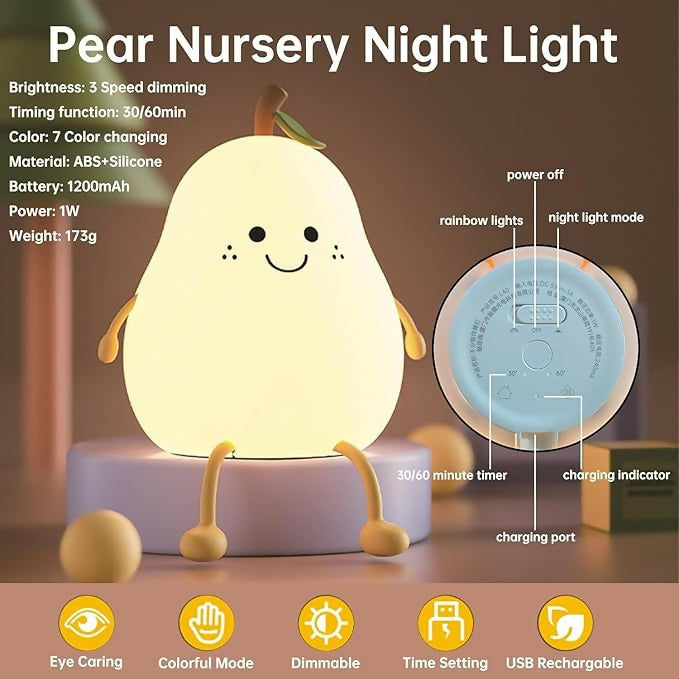 cute pear silicone night lamp